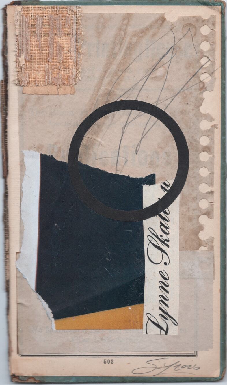 Original Mixed Media Modern Art Collage "Lynne Skate" 4.25x7.25" Signed